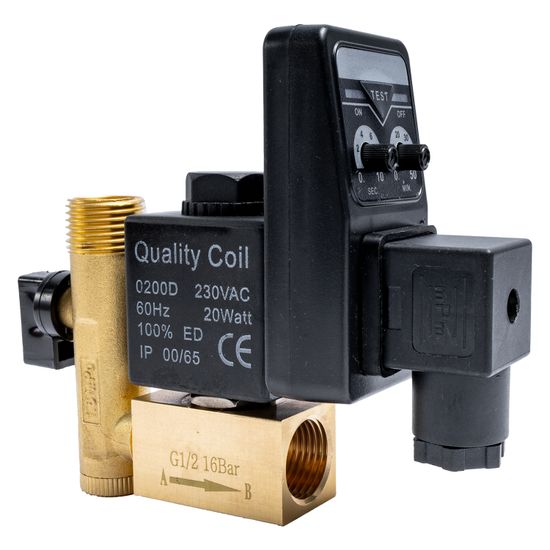 Comp. Auto Drain Valve Solenoid 1/2" 220v Brass